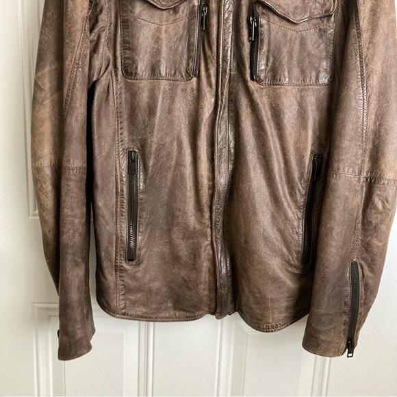 Brown Lamb Leather Zipper Jacket by Overland - Picture 6 of 16